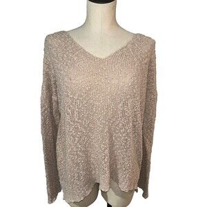 Brandy Melville Women's V-Neck Cotton Textured Sweater Made in Italy One Size